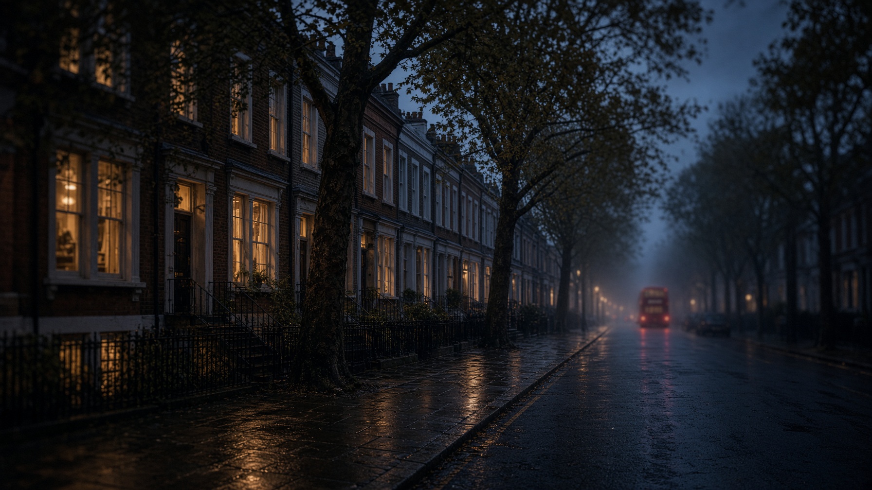 A quiet South London street at dusk